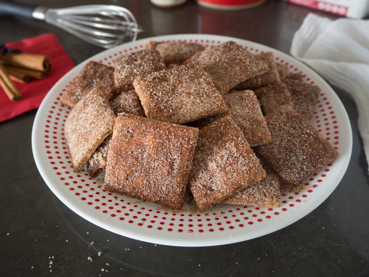 Gluten-free cinnamon crisps served on a plate, made by Outside The Breadbox